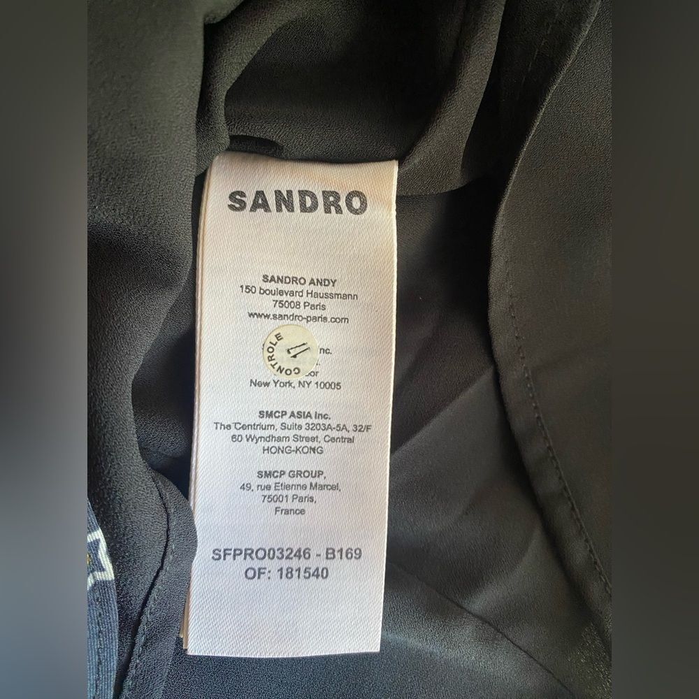 SANDRO Star Print Mini Dress Embellished Collar Sz 34 XS - Picture 11 of 17